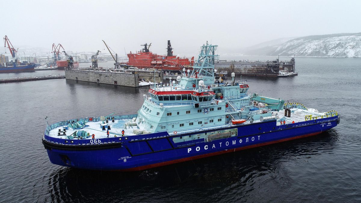 An icebreaker at the sea terminal