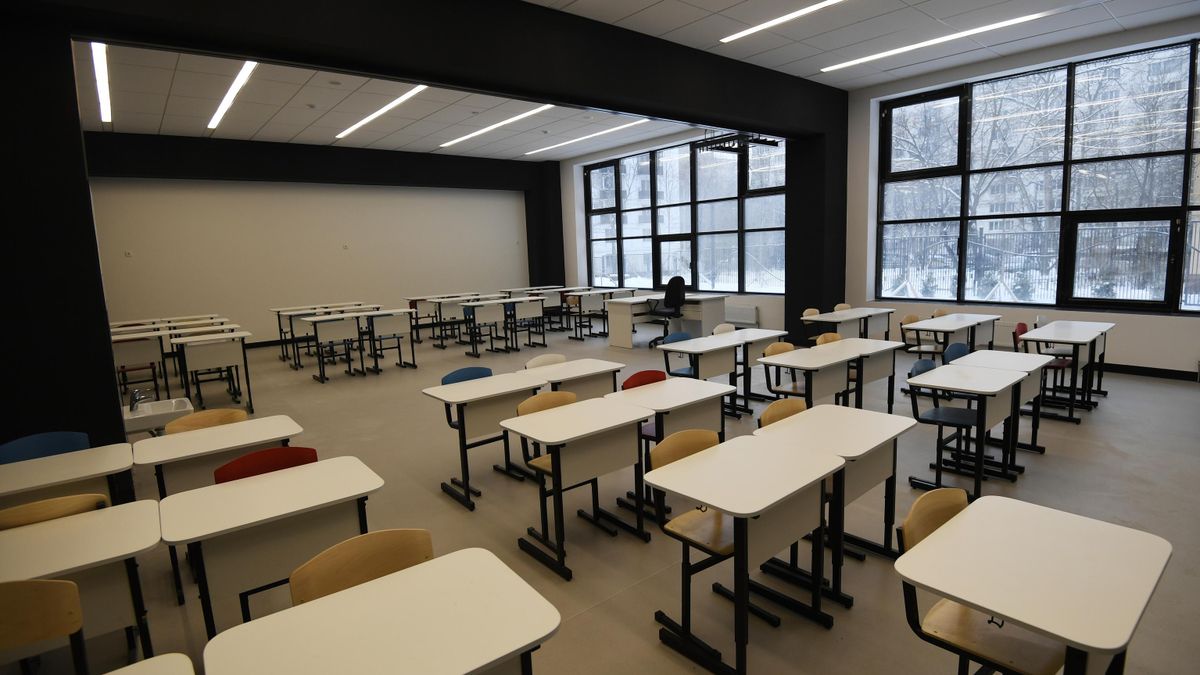 A classroom in a school under construction 