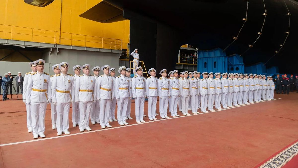 The rollout ceremony for the nuclear-powered ballistic missile submarine Ulyanovsk