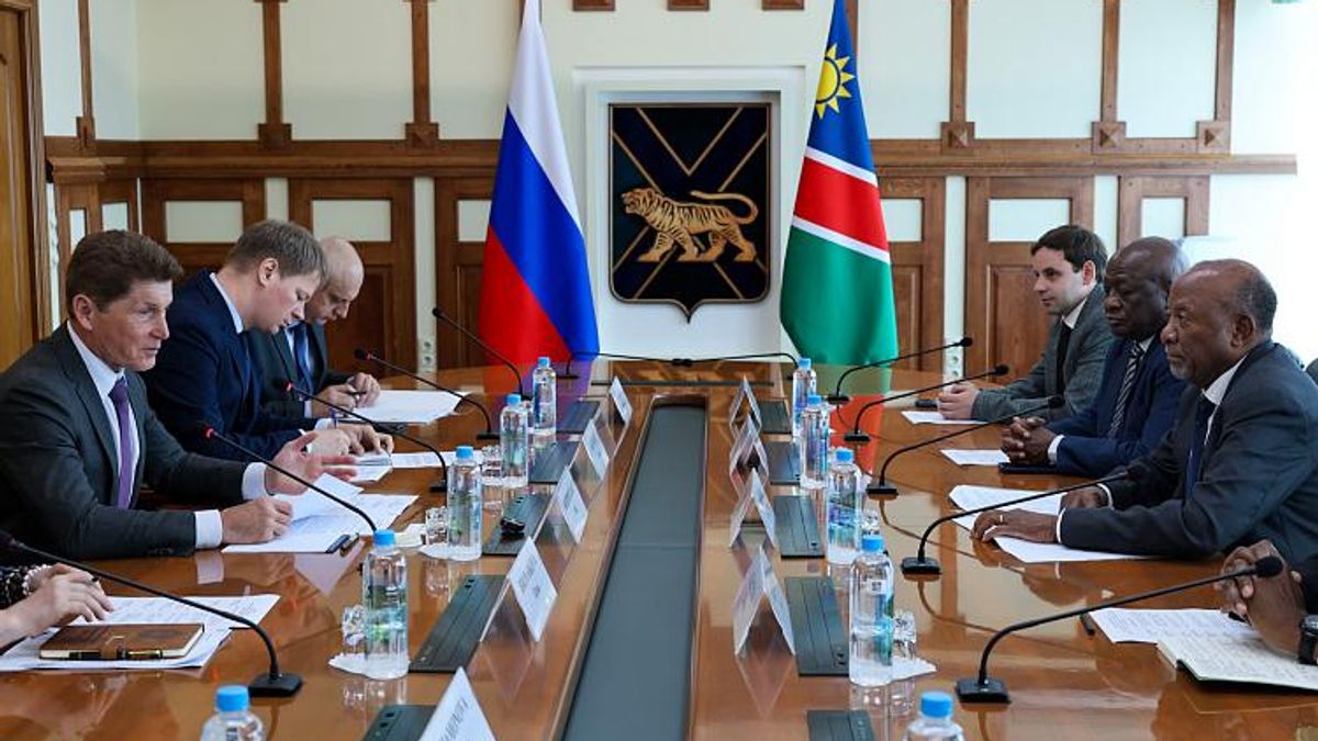Working meeting between Primorye Territory Governor Oleg Kozhemyako and Chancellor of the University of Namibia Nangolo Mbumba