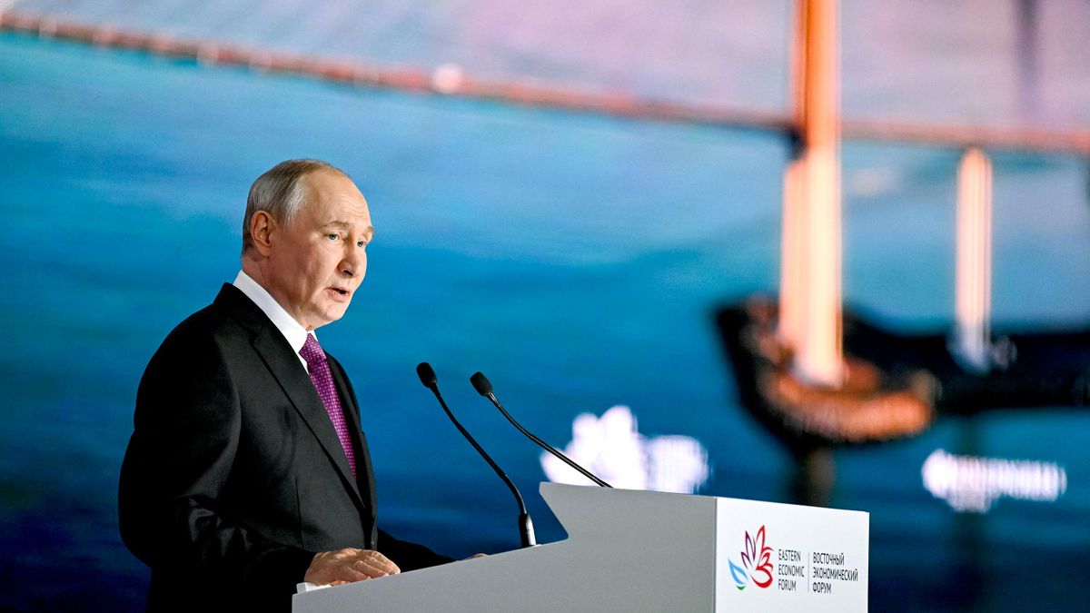 President of Russia Vladimir Putin at the plenary session of the Eastern Economic Forum
