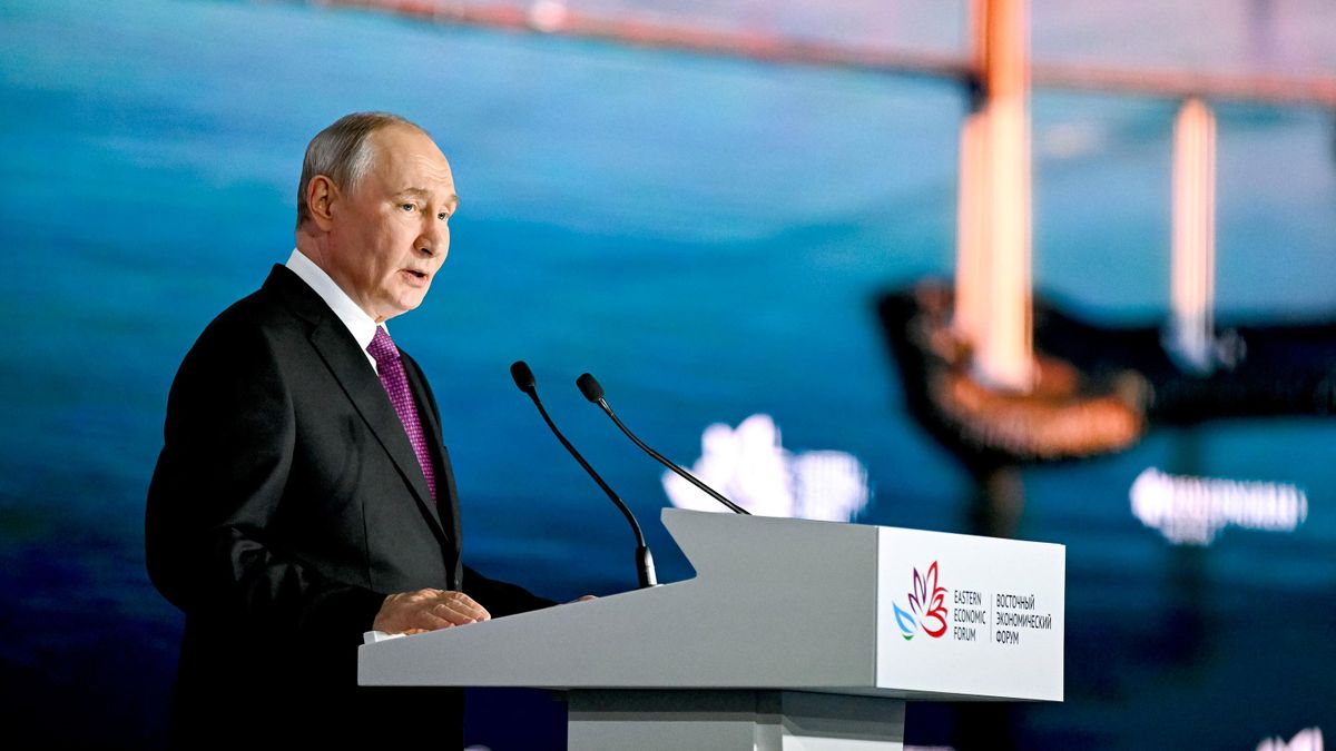 President of Russia Vladimir Putin at the plenary session of the Eastern Economic Forum
