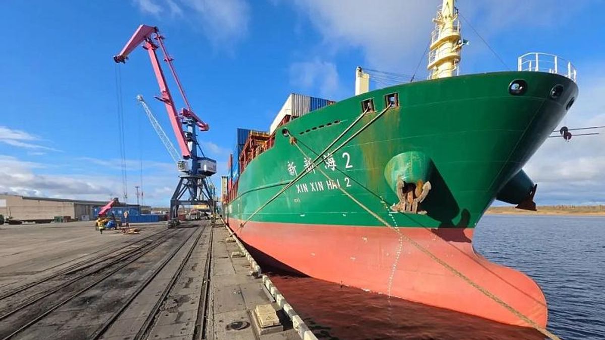 Chinese vessel in the waters of the Arkhangelsk seaport