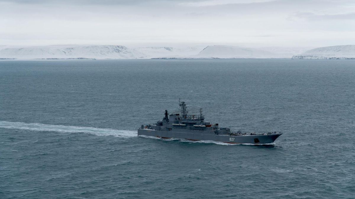 Northern Fleet vessels pass through the Shokalsky Strait