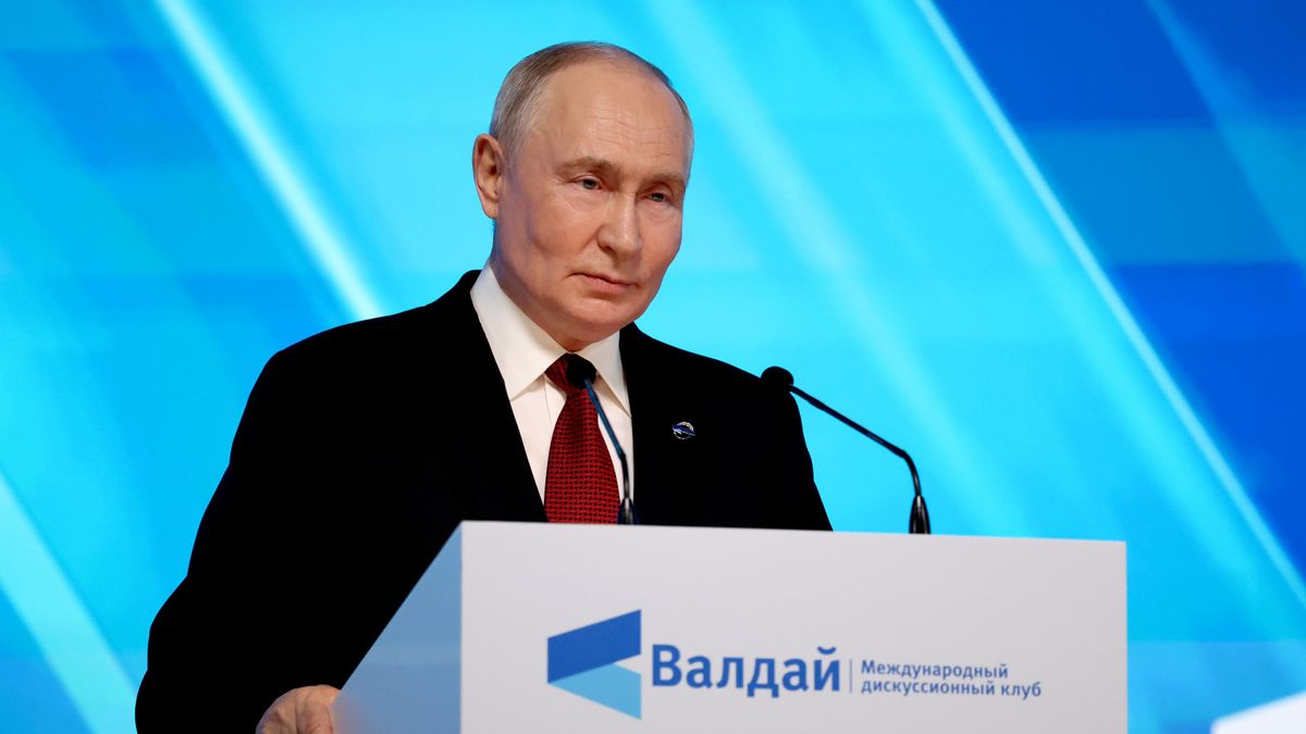 President of Russia Vladimir Putin speaks at the plenary session of the 23rd annual Valdai Club meeting